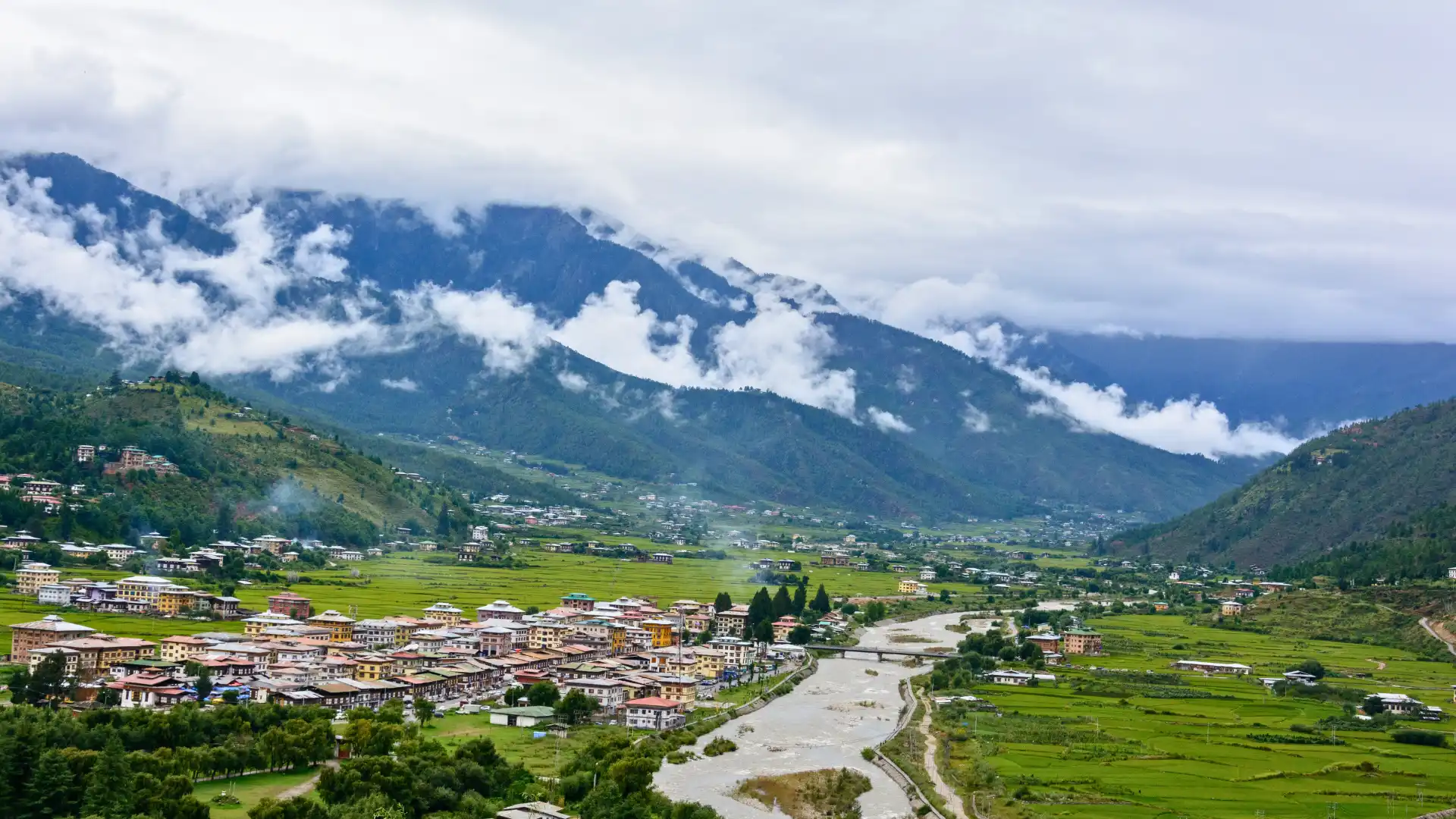 Arial view of Paro city